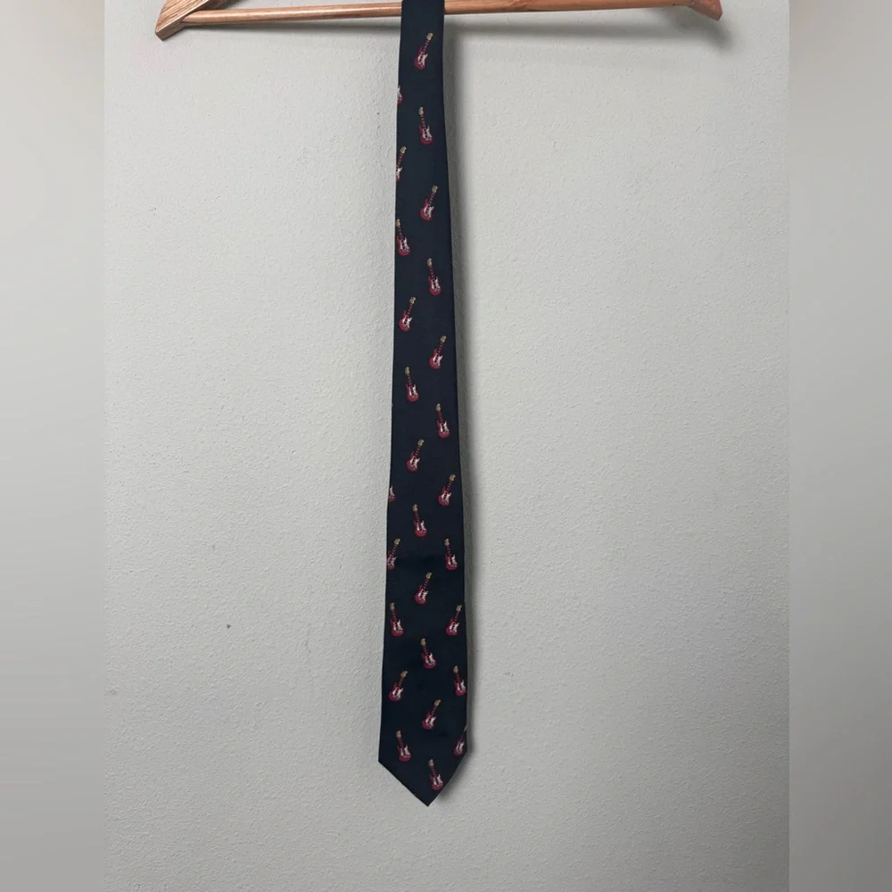 Lord & Taylor Guitar Musician Rock N Roll Tie Novelty Print 100%‎ Silk Tie